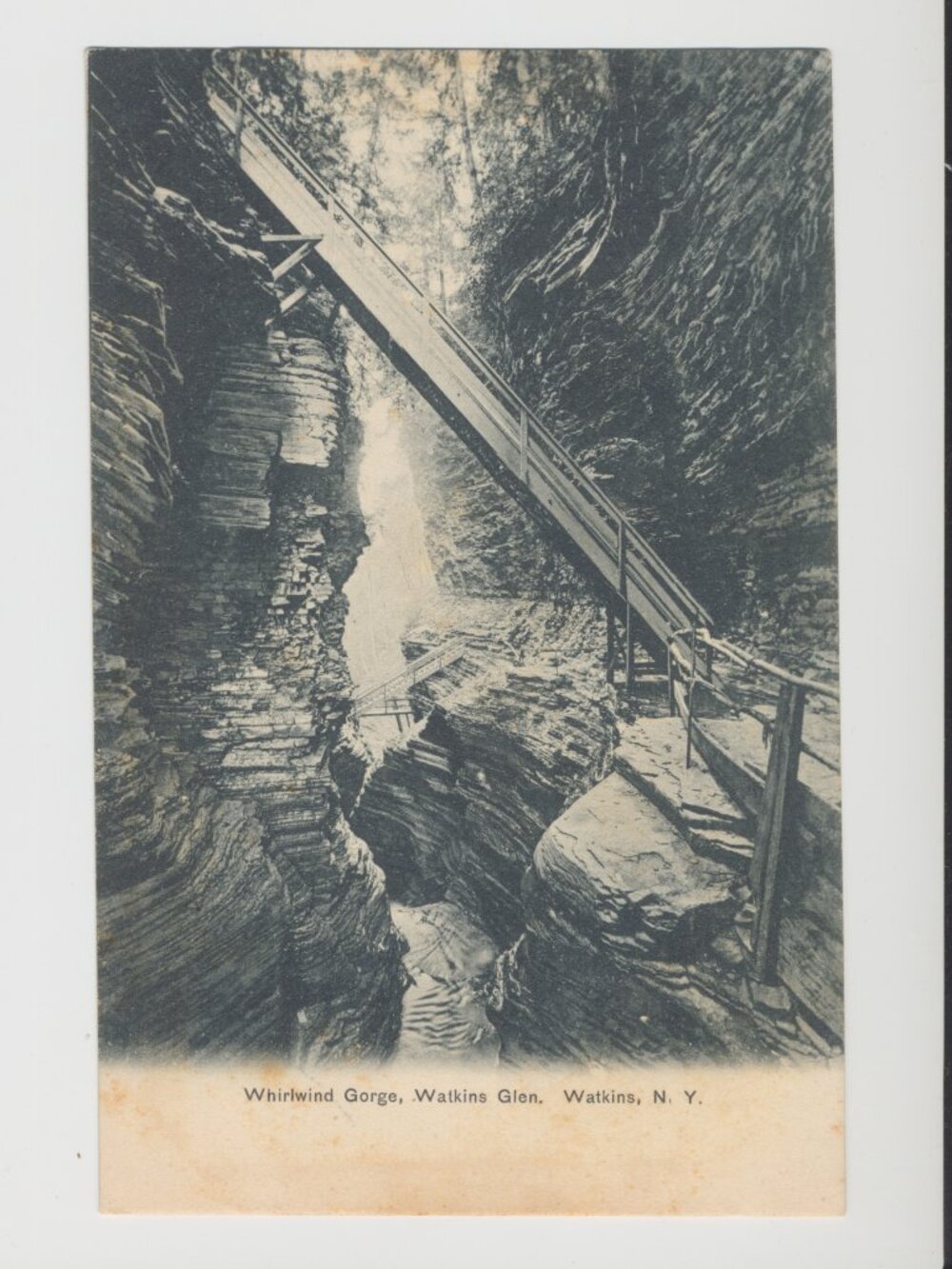 Whirlwind Gorge, Watkins Glen, Watkins NY - Vintage Post Card